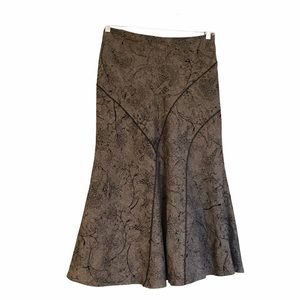 Vintage Maxi Tan Brown Floral Skirt Size 6